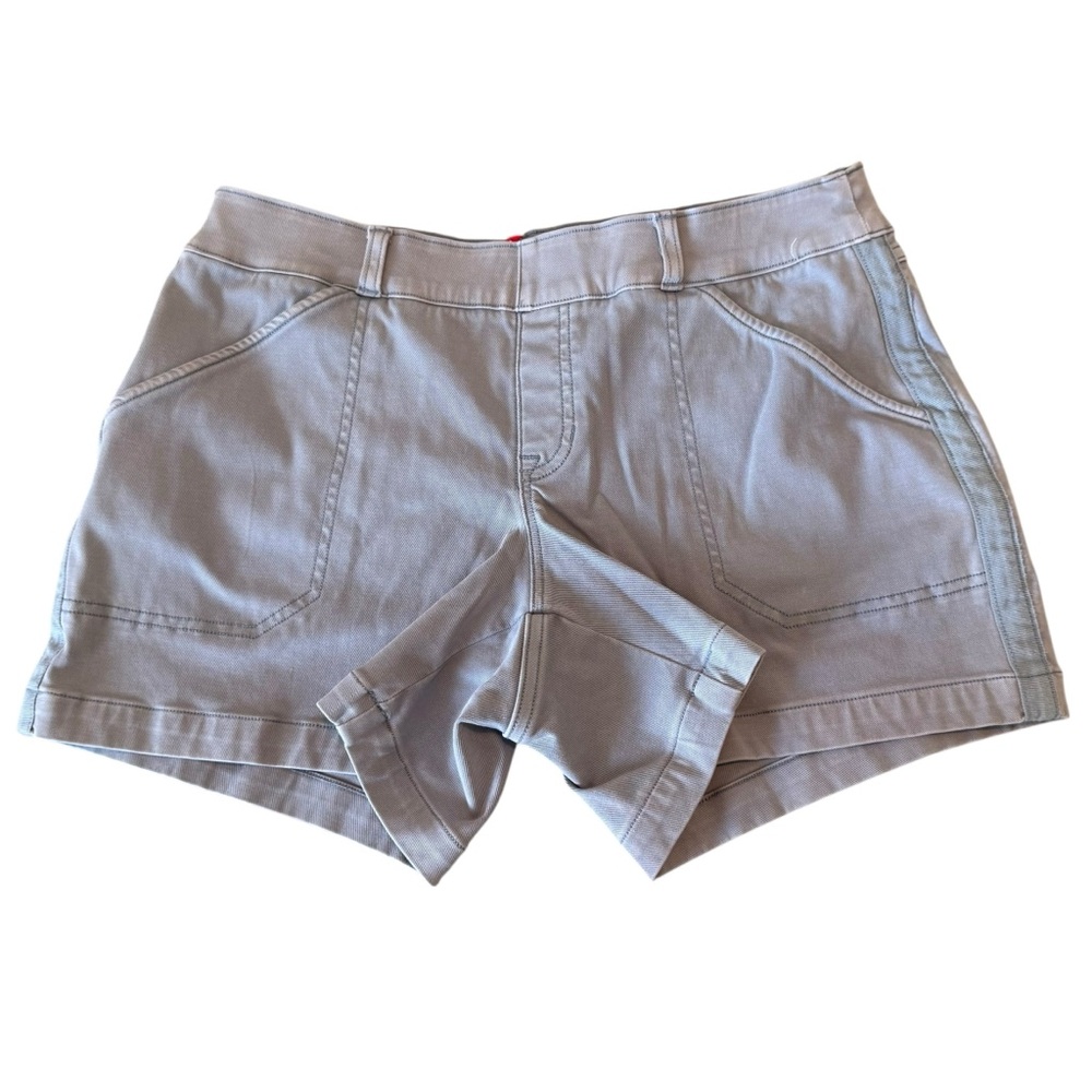 SPANX STRETCH 4.5 TWILL SHORTS Gray pull on slimming casual chino L